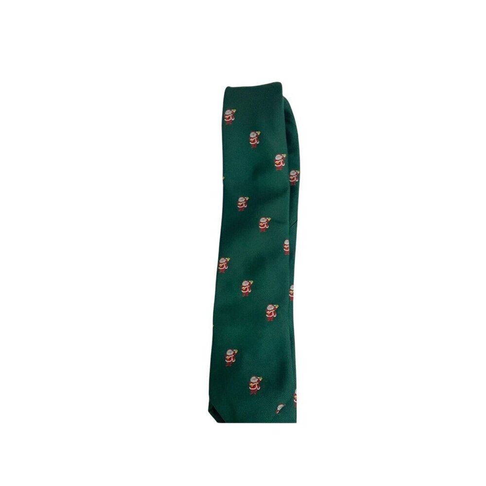 Harley Shoemaker Christmas Necktie‎ Santa Tie Green Holiday - Picture 3 of 4